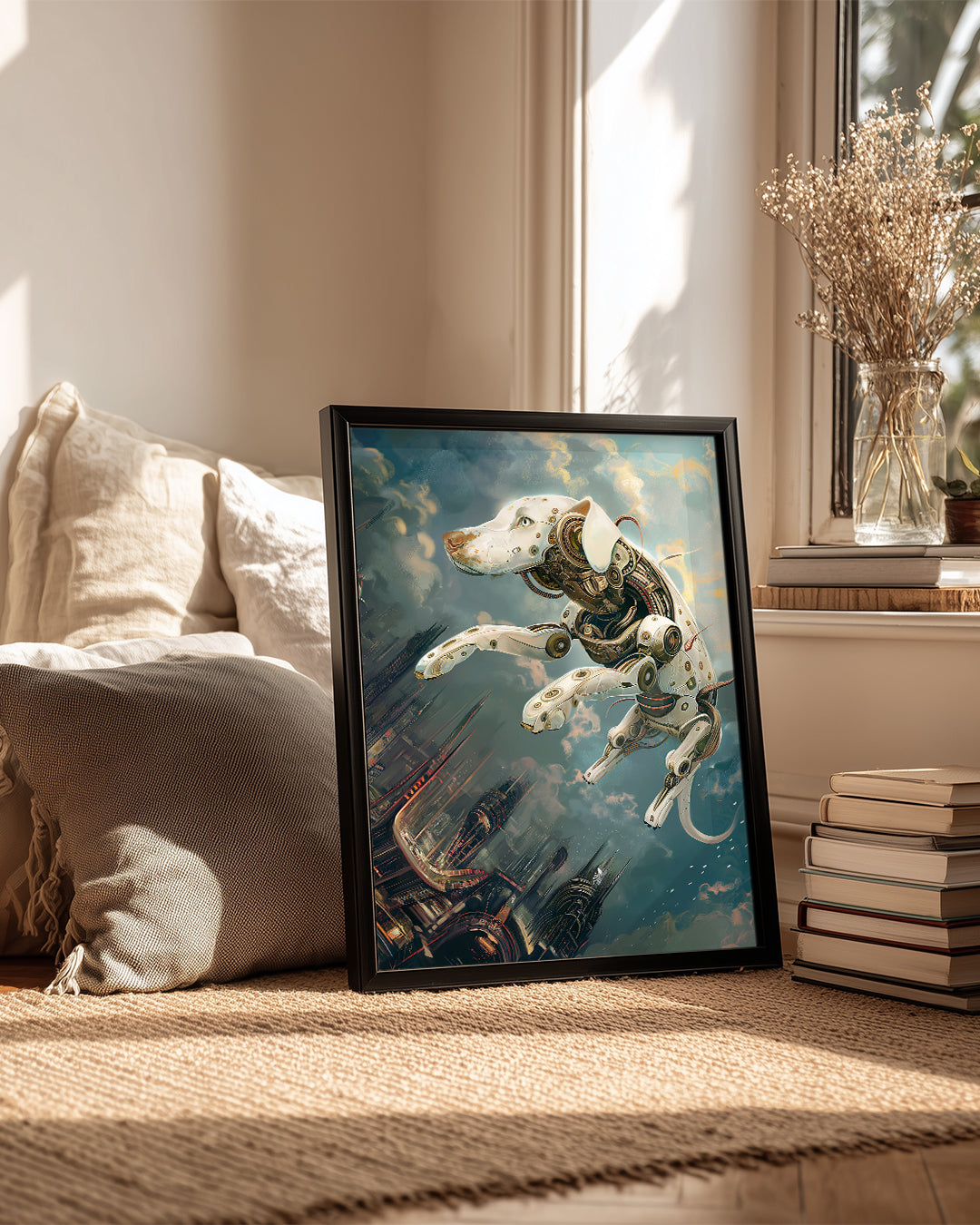 Robot Köpek - Gelecek Şehri Uçuşu Poster Tablosu