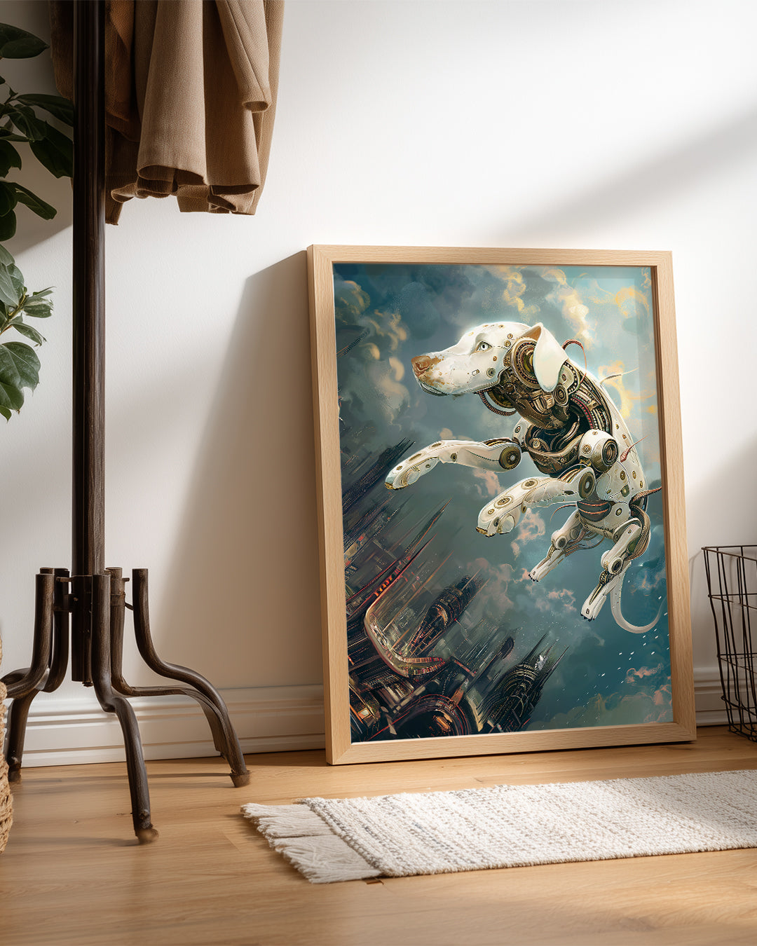 Robot Köpek - Gelecek Şehri Uçuşu Poster Tablosu
