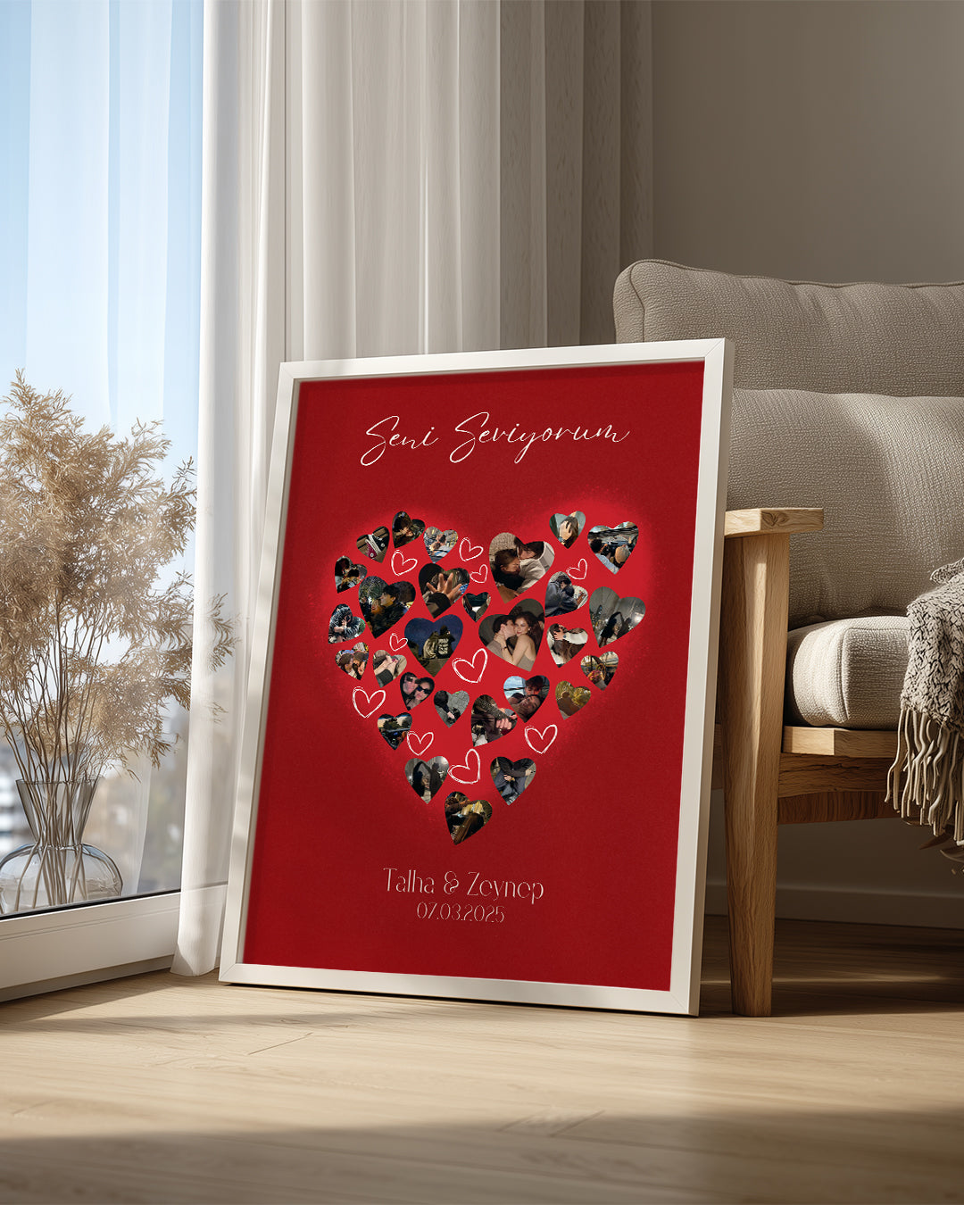 Seni Seviyorum Kalp Kolaj Poster Tablo