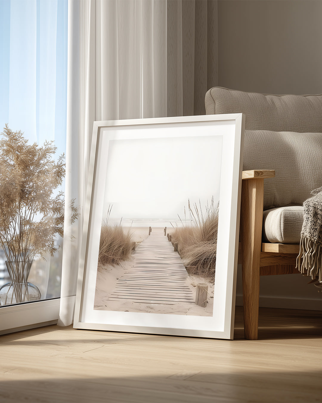 Sahil Yolu - Ahşap Yürüyüş Yolu Poster Tablosu
