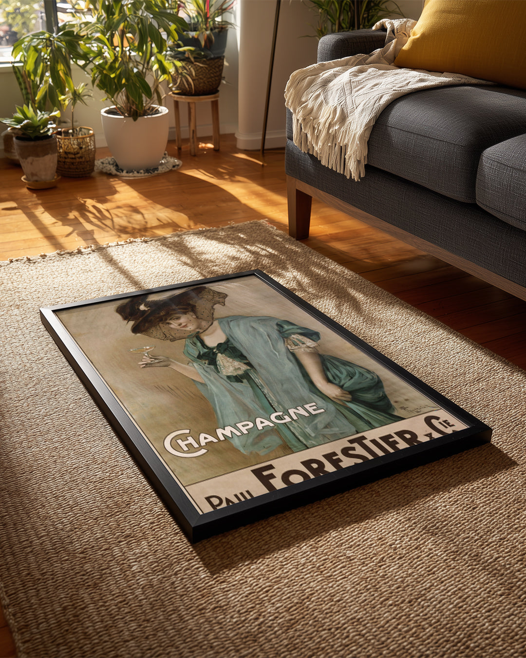 Şampanya Reklamı - Zarif Kadın Figürü Ve İllüstrasyon Poster Tablosu