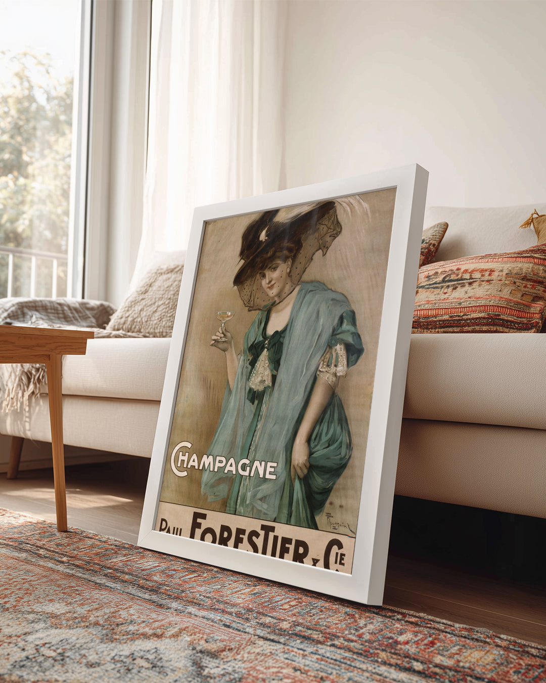 Şampanya Reklamı - Zarif Kadın Figürü Ve İllüstrasyon Poster Tablosu