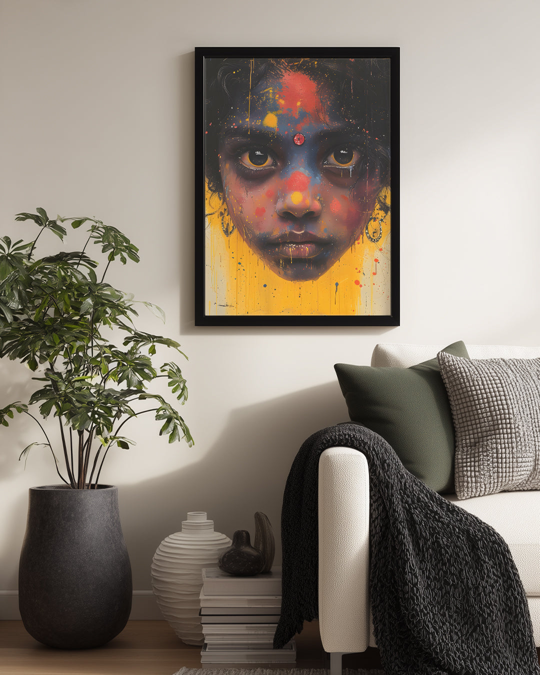 Sanat Eseri - Renkli Yüz İfadesi ve Duygu İzleri Poster Tablosu