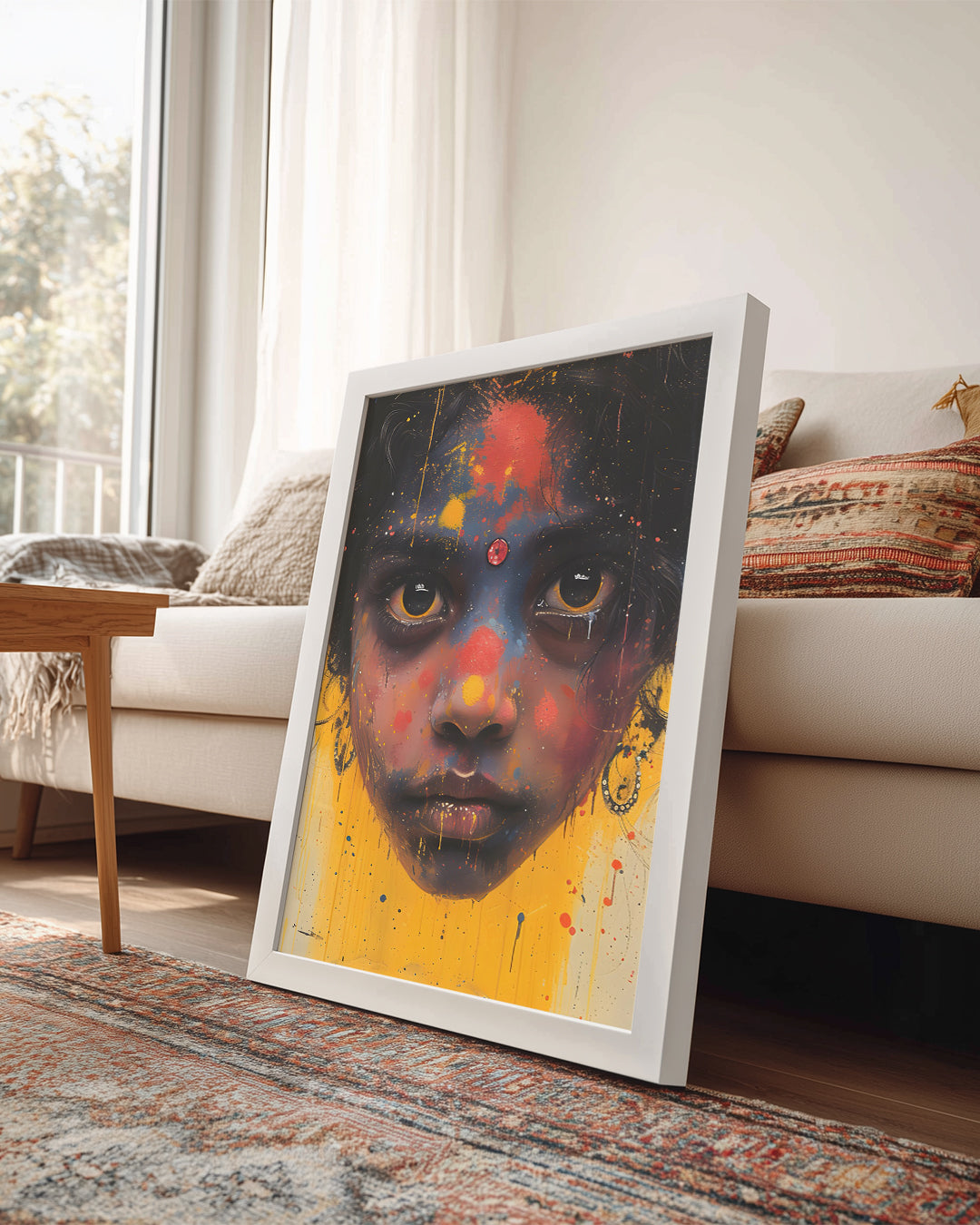 Sanat Eseri - Renkli Yüz İfadesi ve Duygu İzleri Poster Tablosu