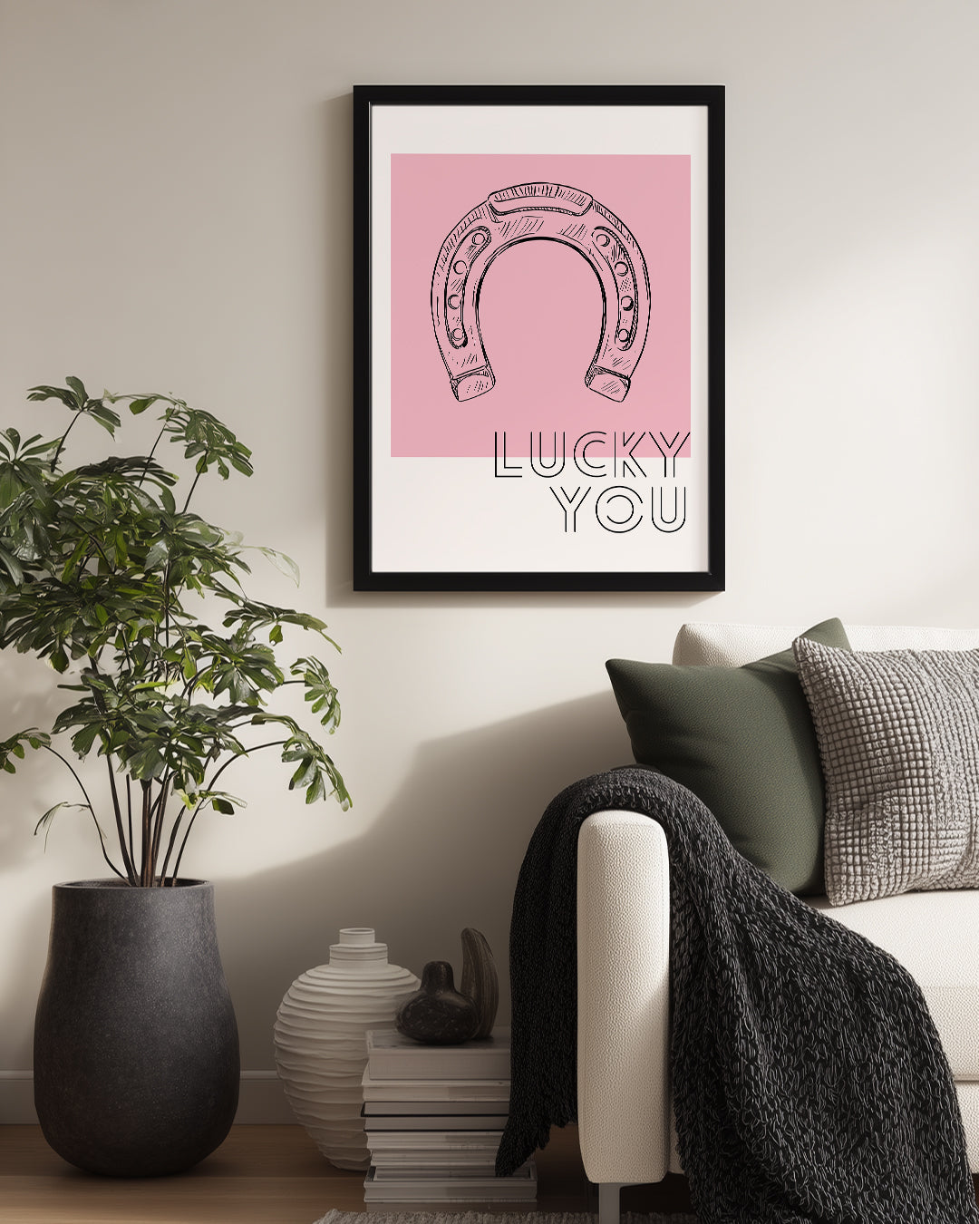 Şans Nalı - Pembe Arka Plan Poster Tablosu