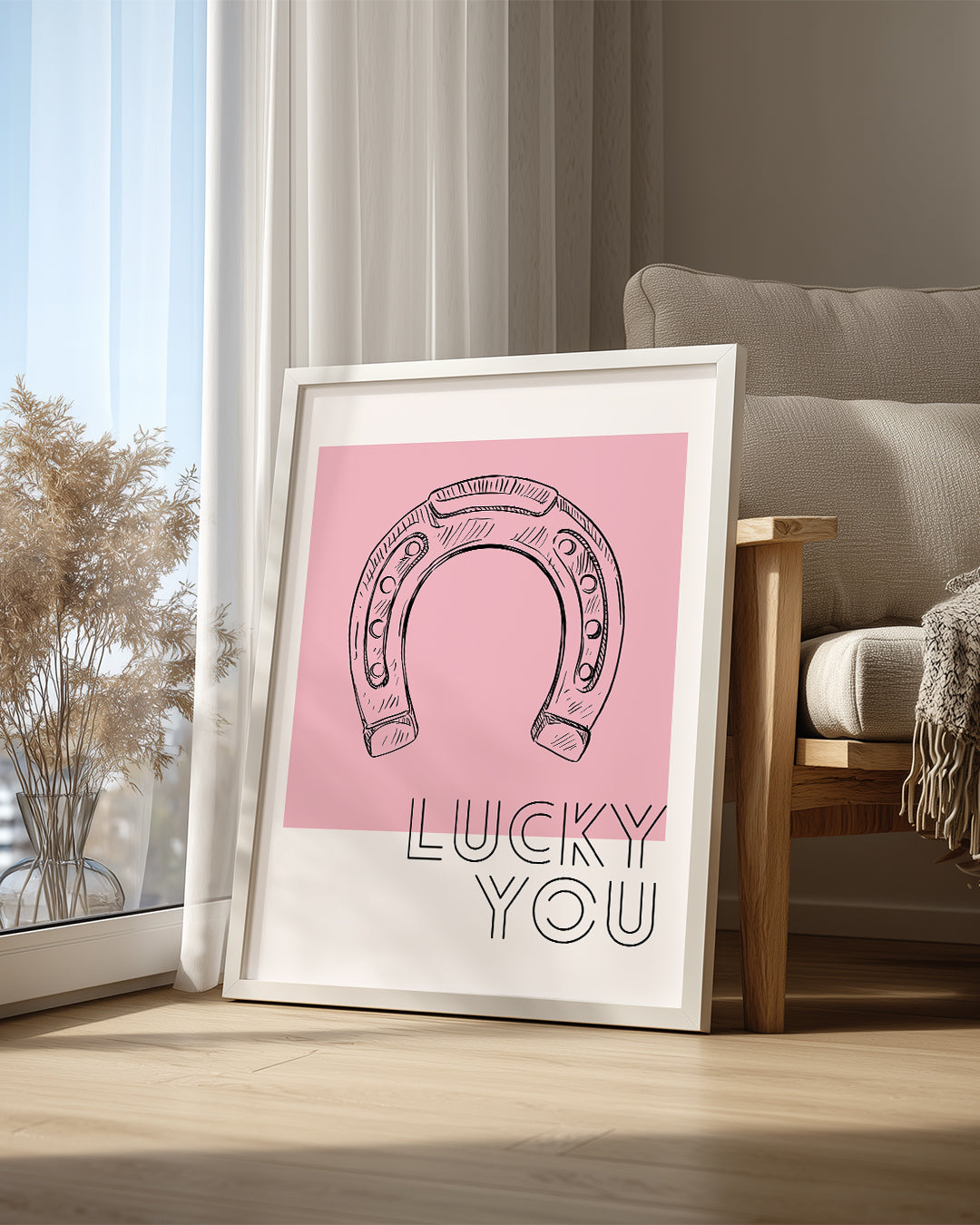Şans Nalı - Pembe Arka Plan Poster Tablosu