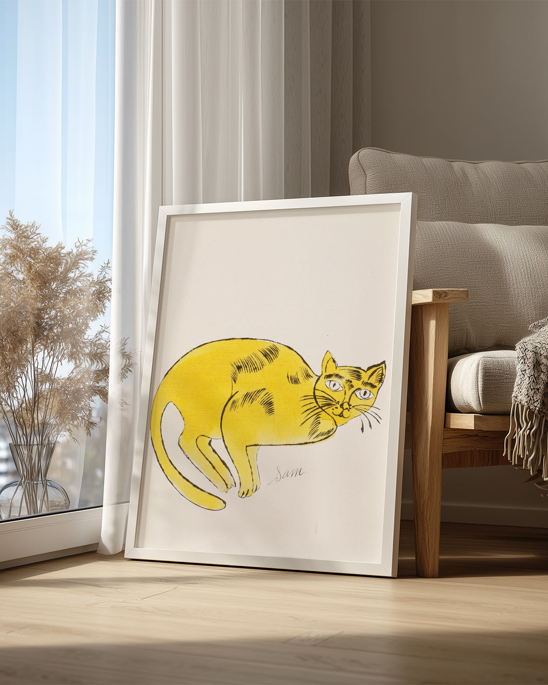 Sarı Kedi Çizimi - Sevimli Ve Yaratıcı Tasarım Poster Tablosu