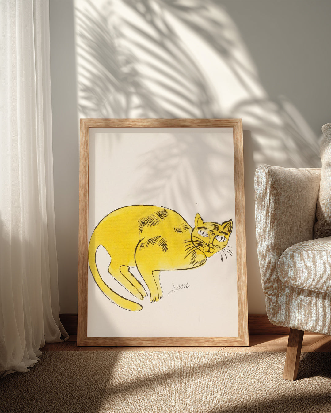 Sarı Kedi Çizimi - Sevimli Ve Yaratıcı Tasarım Poster Tablosu