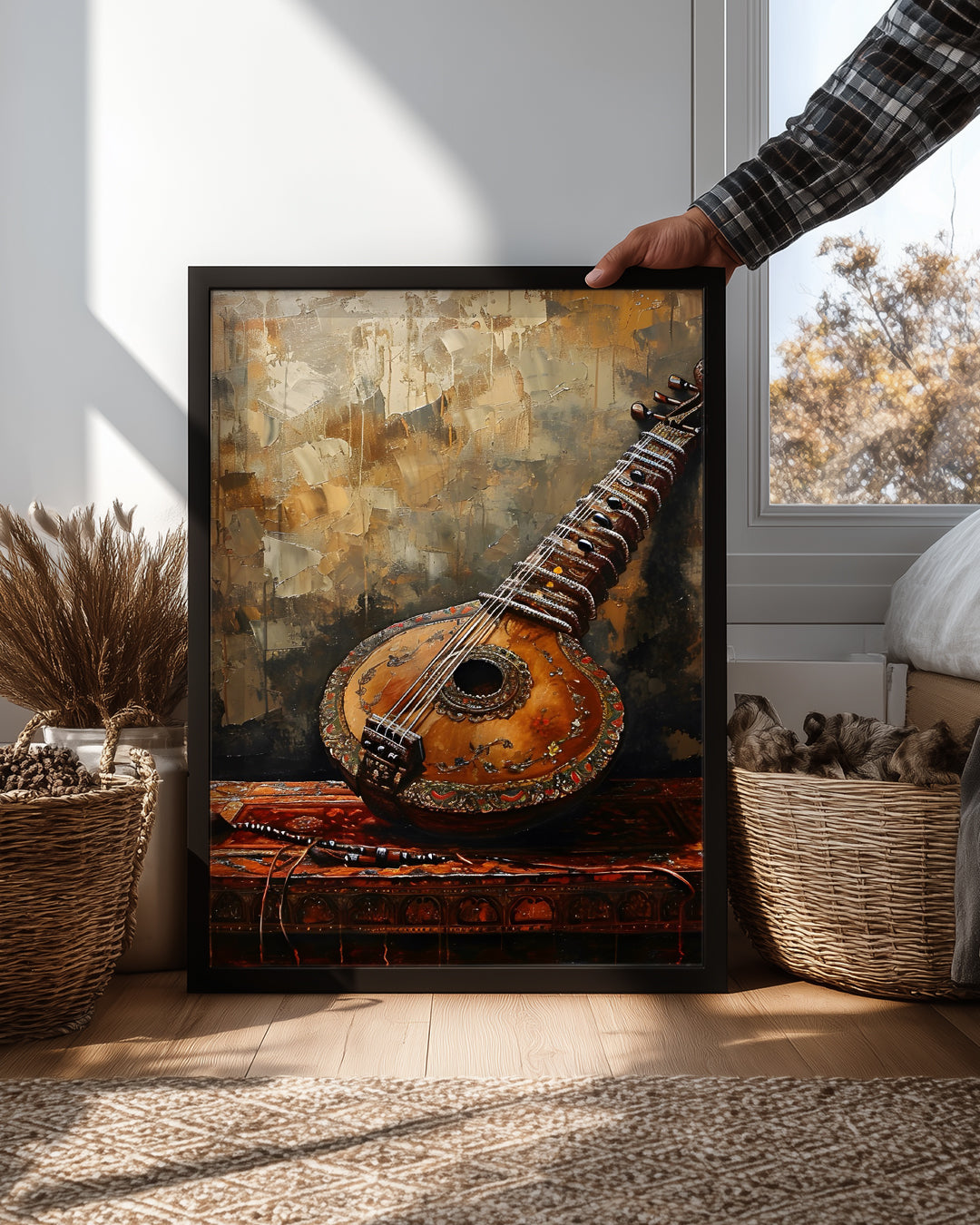 Saz Enstrümanı - Geleneksel Müzik Aleti İllüstrasyonu Poster Tablosu