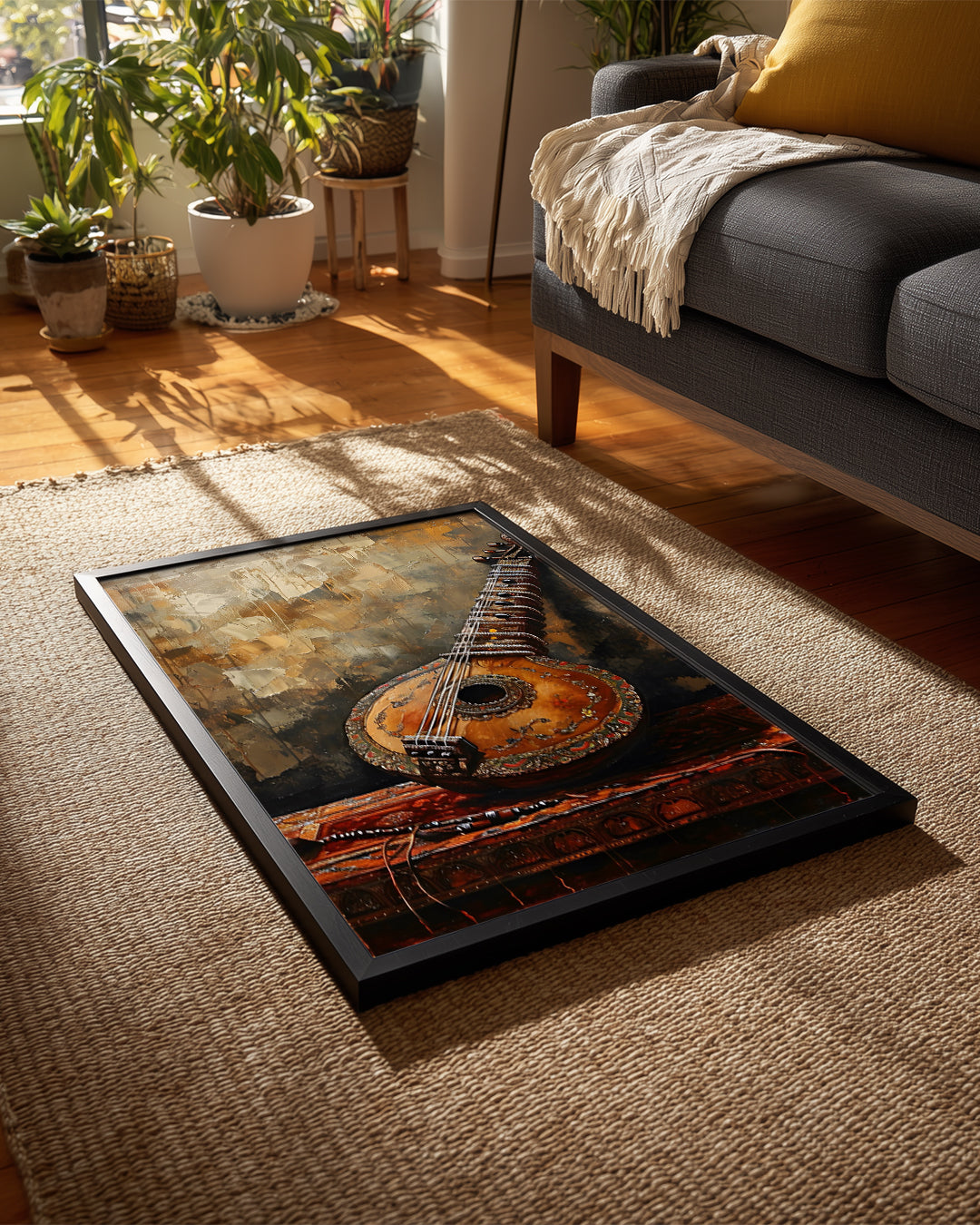 Saz Enstrümanı - Geleneksel Müzik Aleti İllüstrasyonu Poster Tablosu