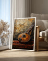 Saz Enstrümanı - Geleneksel Müzik Aleti İllüstrasyonu Poster Tablosu