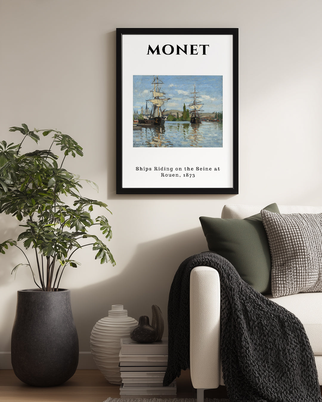Seyne Nehrinde Yer Alan Gemiler - Claude Monet - 1873 Poster Tablosu