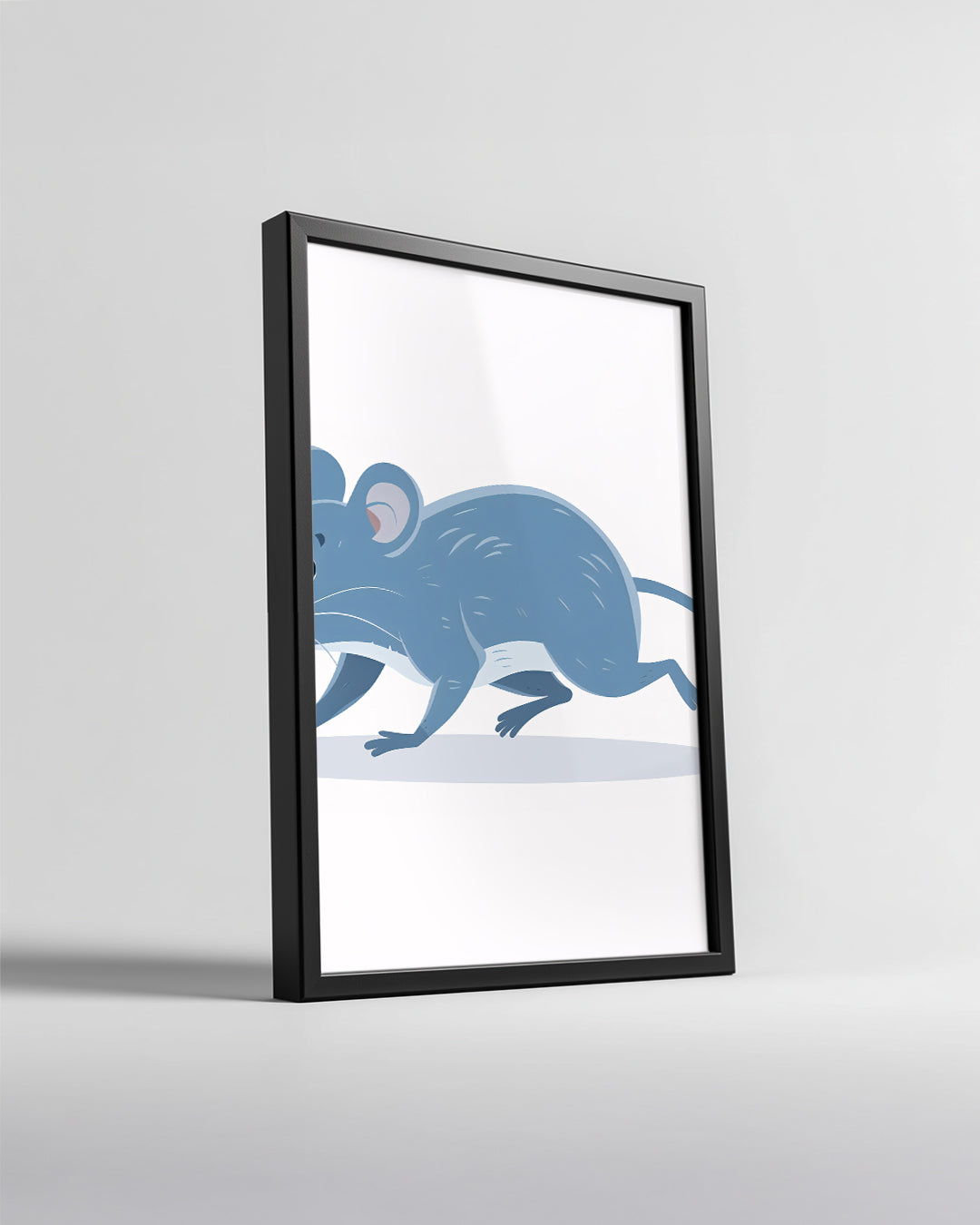 Sıçan - Mavi Tüy Deseni Poster Tablosu