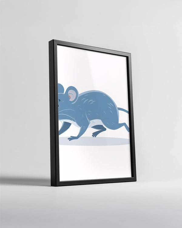 Sıçan - Mavi Tüy Deseni Poster Tablosu