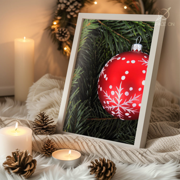 Silver Tinsel Christmas Poster Tablosu