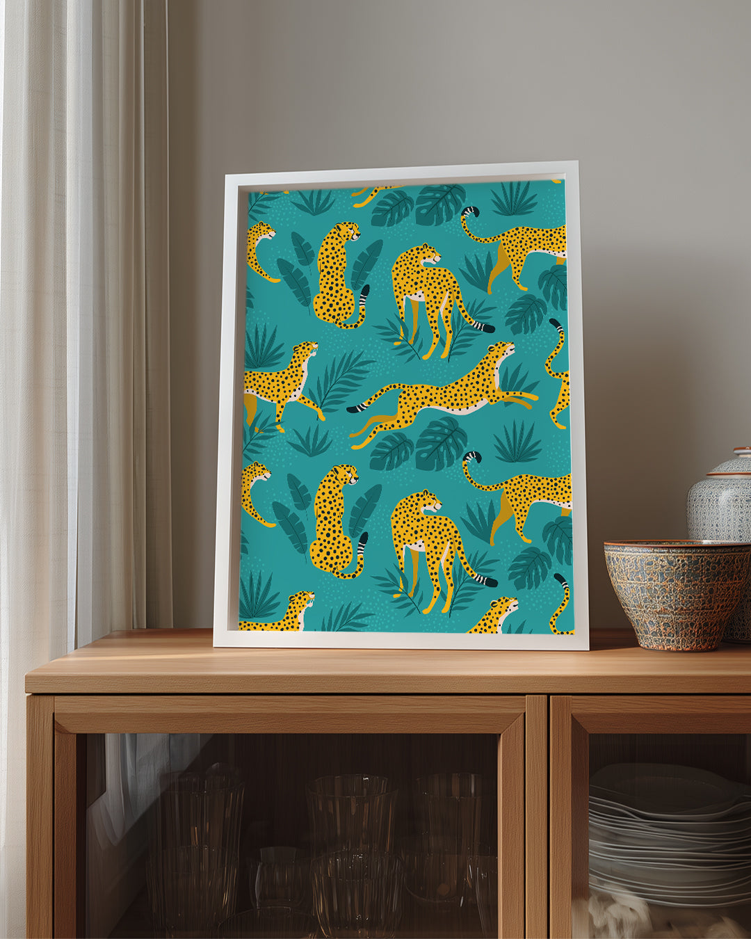 Siyah Benekli Kaplan - Orman Deseni Poster Tablosu