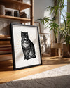 Siyah Kedi - Vintage Çizim Poster Tablosu