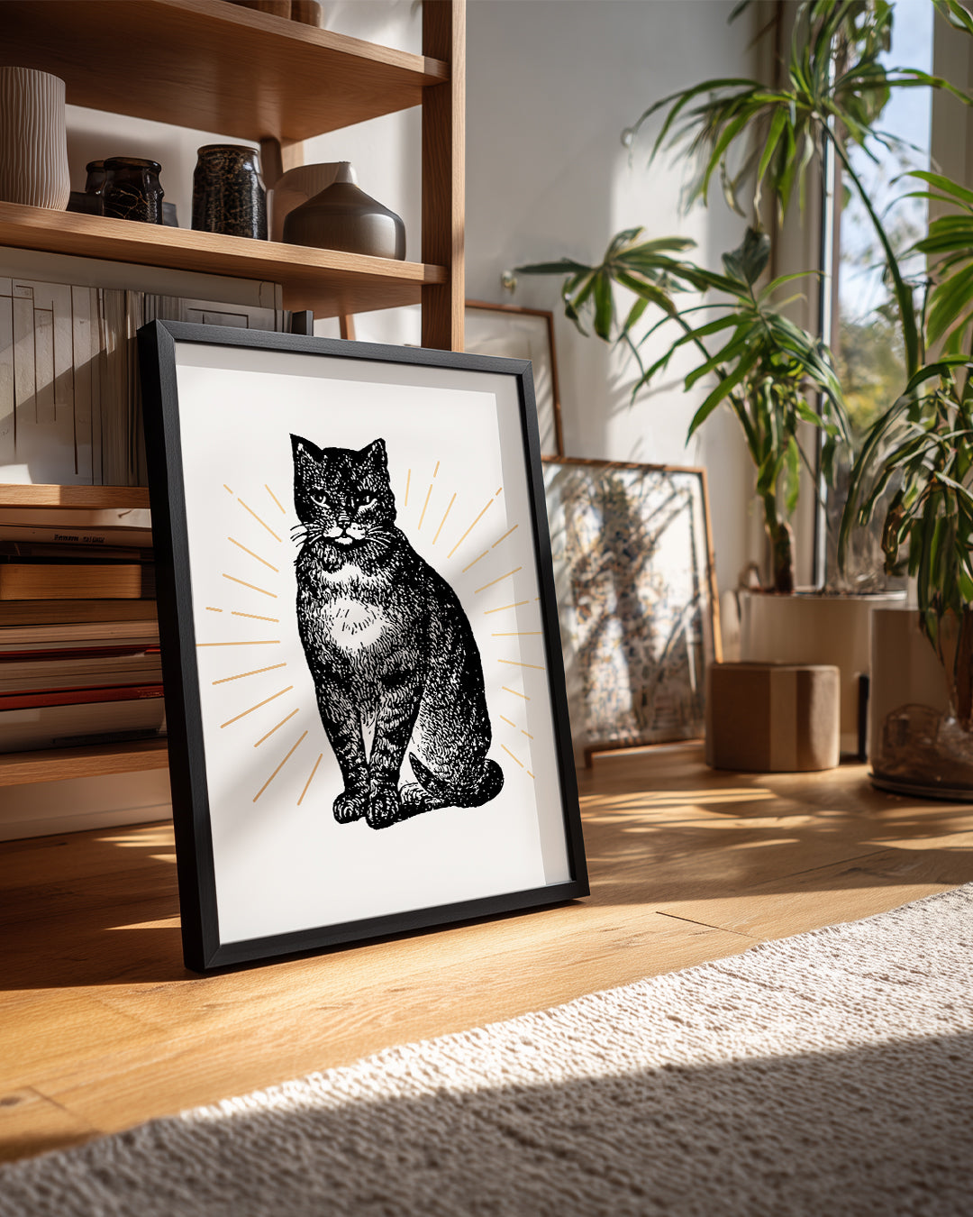 Siyah Kedi - Vintage Çizim Poster Tablosu