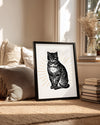 Siyah Kedi - Vintage Çizim Poster Tablosu