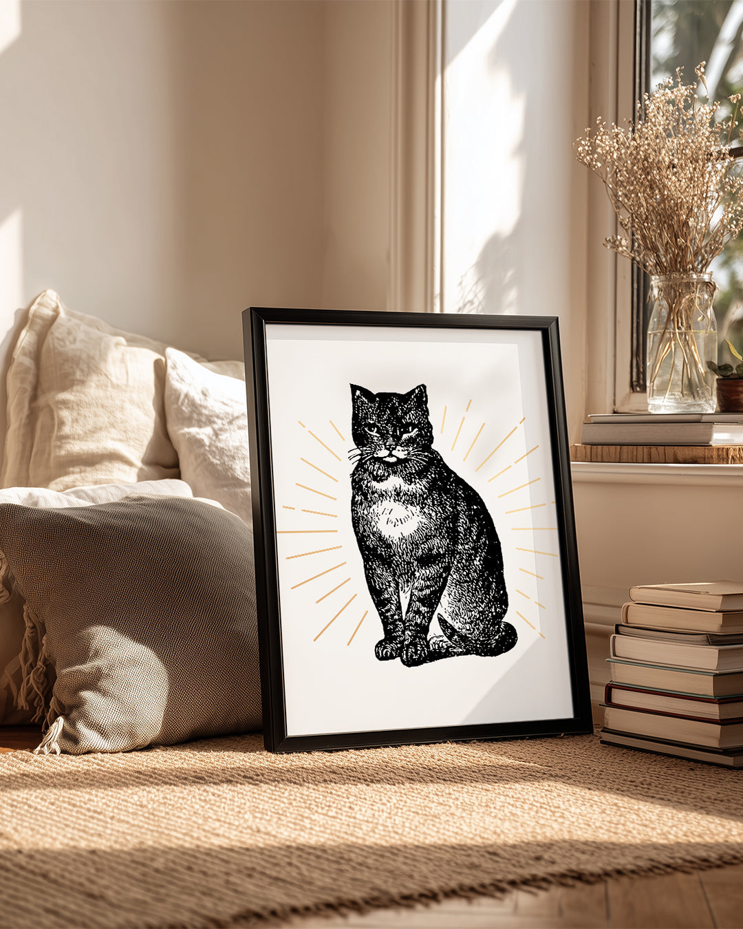 Siyah Kedi - Vintage Çizim Poster Tablosu