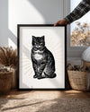 Siyah Kedi - Vintage Çizim Poster Tablosu