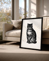 Siyah Kedi - Vintage Çizim Poster Tablosu