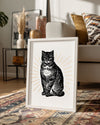 Siyah Kedi - Vintage Çizim Poster Tablosu