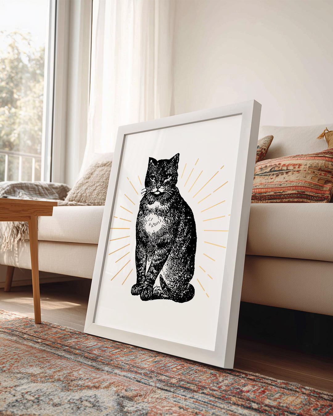 Siyah Kedi - Vintage Çizim Poster Tablosu