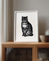 Siyah Kedi - Vintage Çizim Poster Tablosu