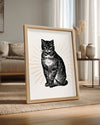 Siyah Kedi - Vintage Çizim Poster Tablosu