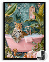 Siyahlı Leopar Küvet - Şık Banyo Manzarası Poster Tablosu