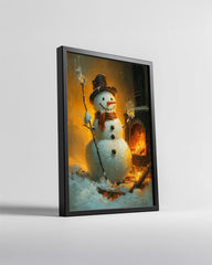 Snowman At Night Poster Tablosu
