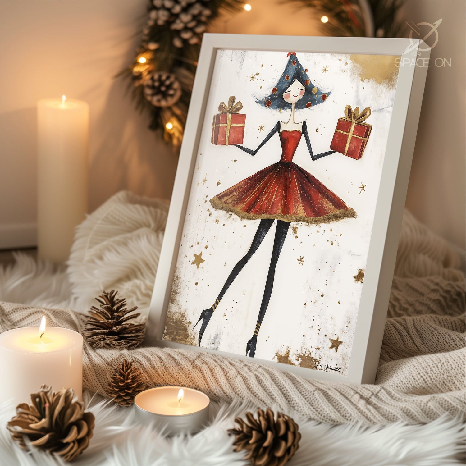Snowman With Birds Poster Tablosu
