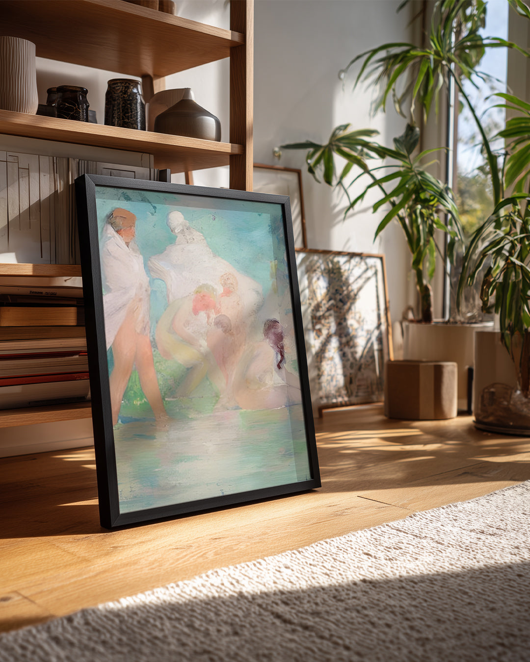 Soyunmuş Figürler - Su Kenarında Dinginlik Anı Poster Tablosu