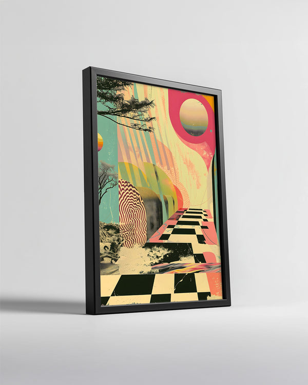 Soyut Manzara - Renkli Geometrik Desenler ve Doğal Unsurlar Poster Tablosu