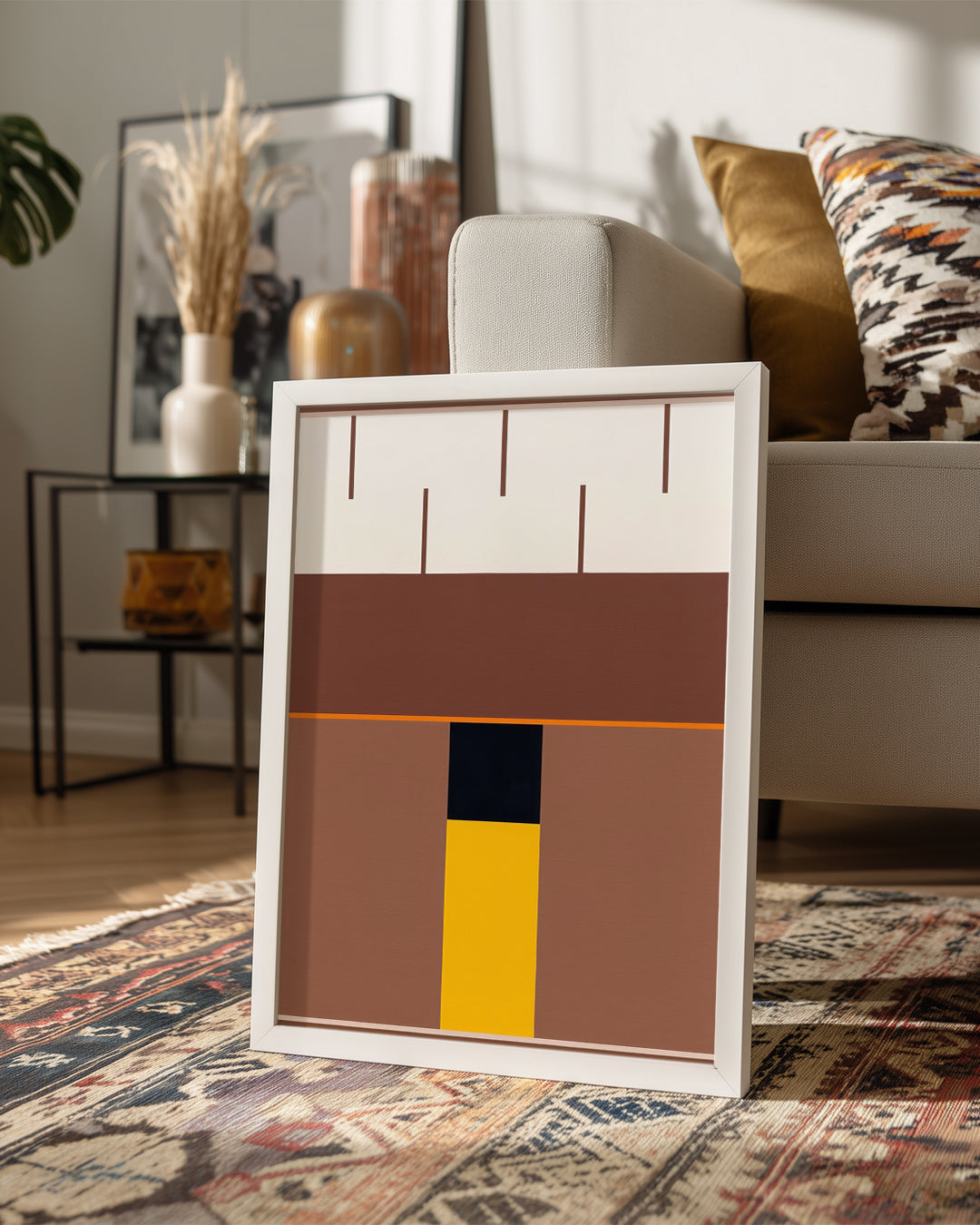 Soyut Renk Kompozisyonu - Geometrik Şekiller ve Denge Oyunları Poster Tablosu