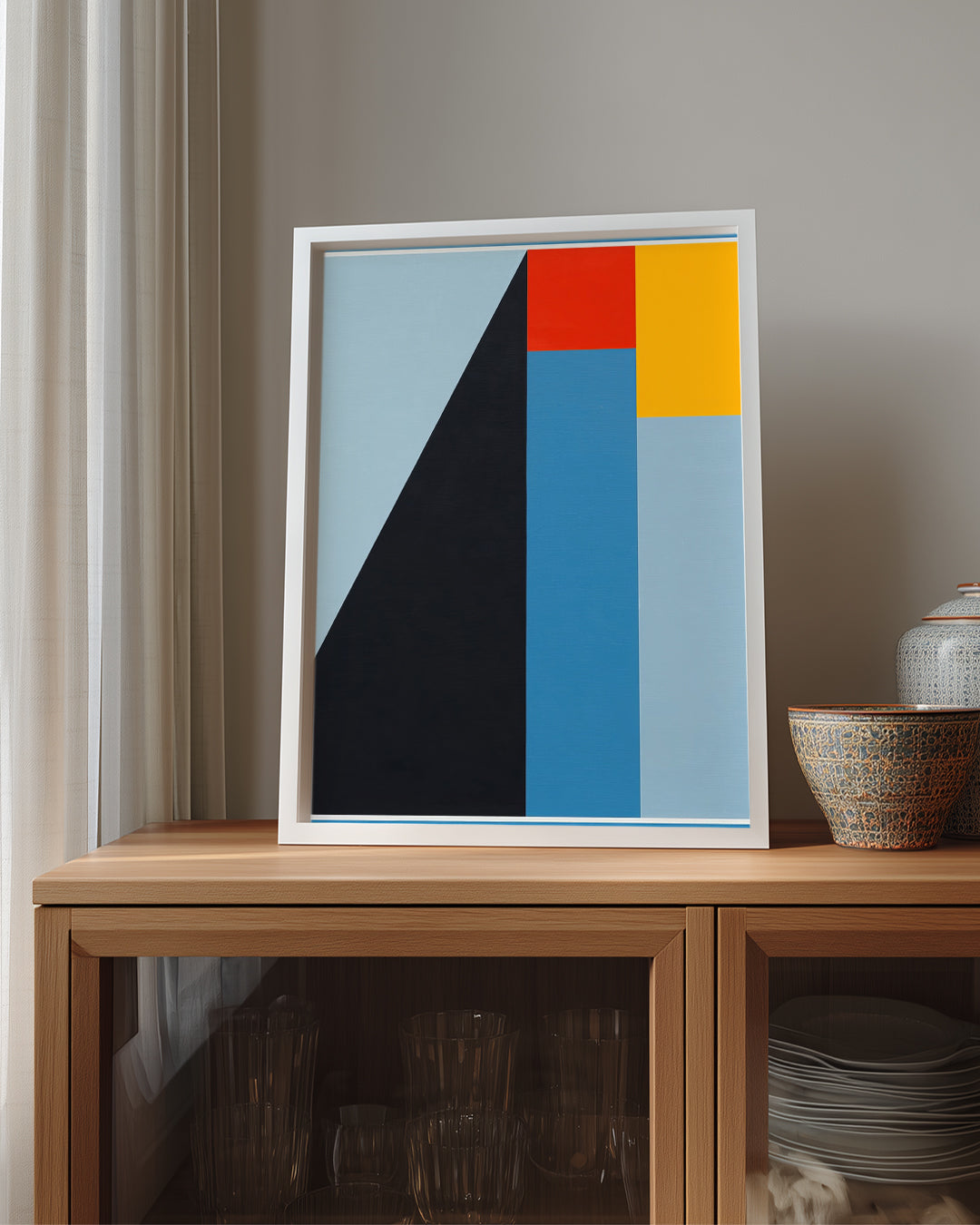 Soyut Sanat - Renkli Geometrik Şekil Düzeni Poster Tablosu