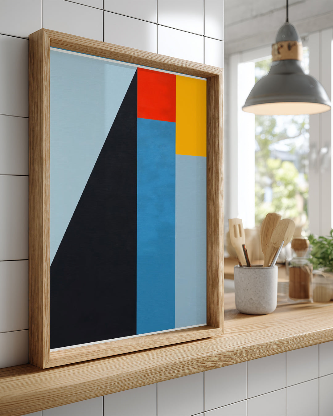 Soyut Sanat - Renkli Geometrik Şekil Düzeni Poster Tablosu
