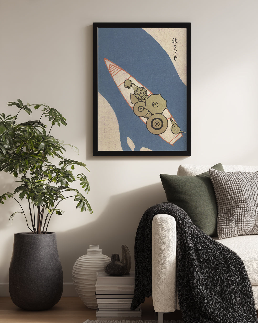Soyut Tekne - Minimalist Japon Tarzı Poster Tablosu