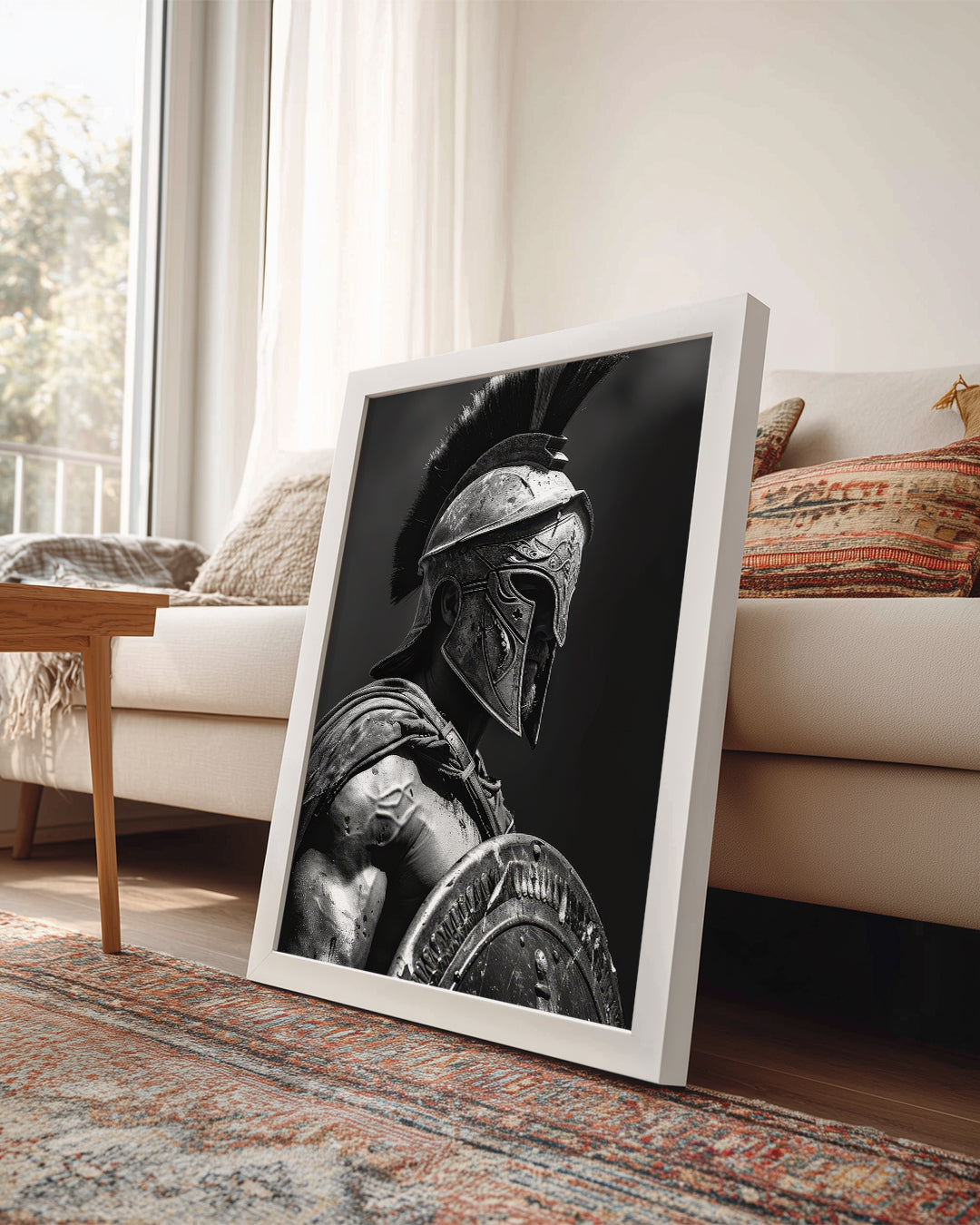 Spartalı Savaşçı - Siyah Beyaz Portre Poster Tablosu