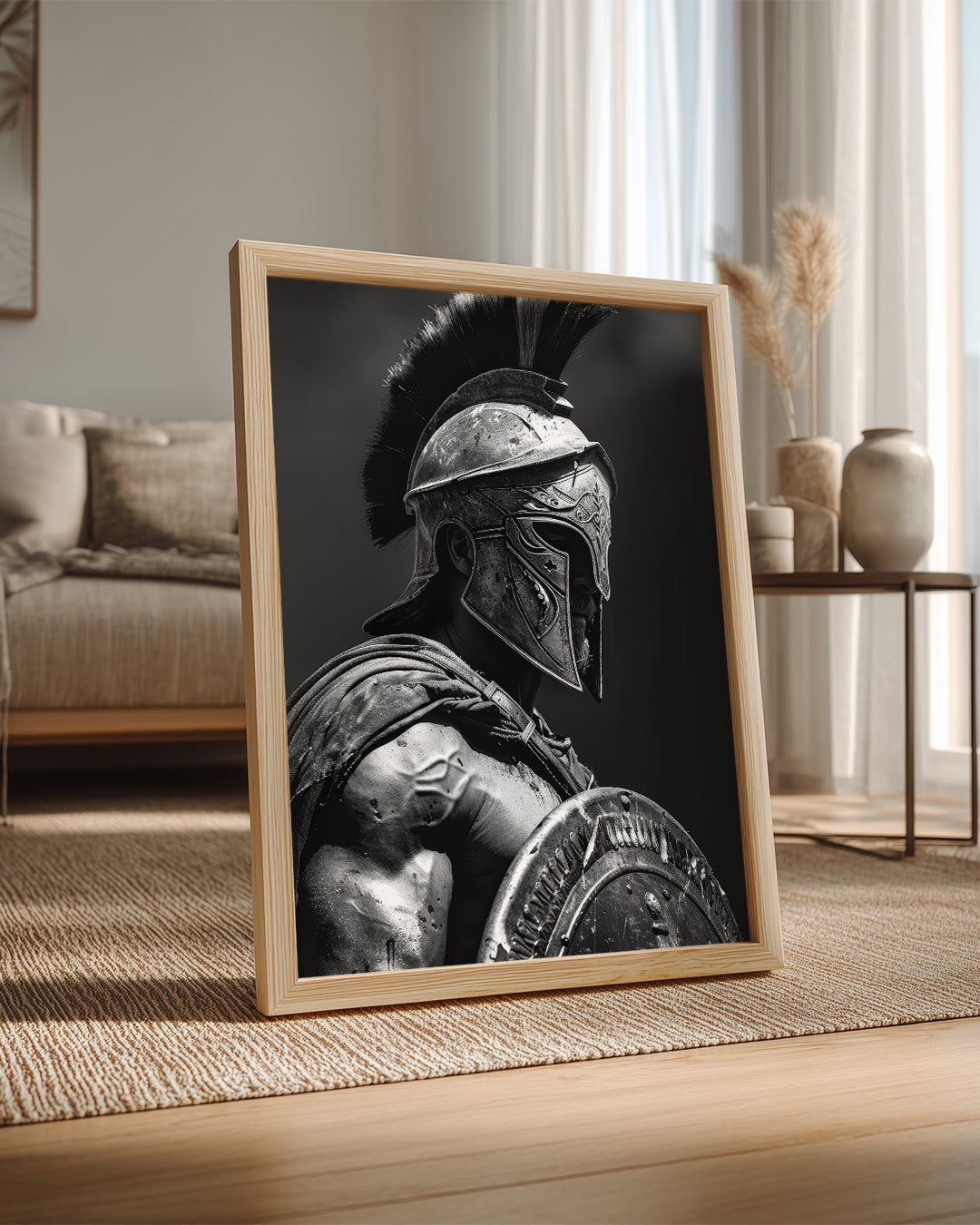 Spartalı Savaşçı - Siyah Beyaz Portre Poster Tablosu