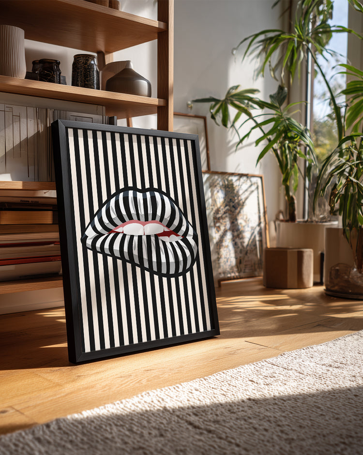 Stripe Lips Poster Tablosu