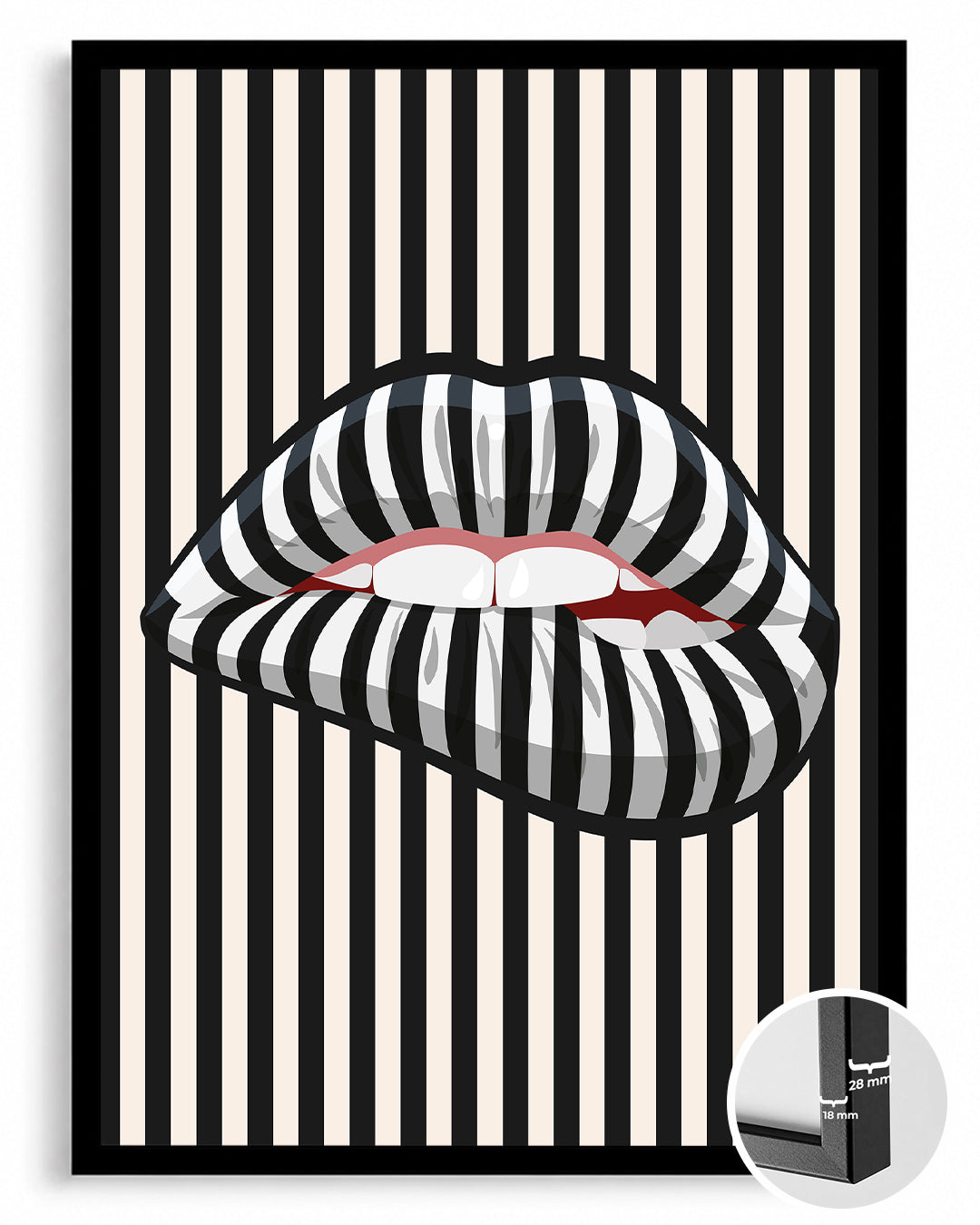 Stripe Lips Poster Tablosu