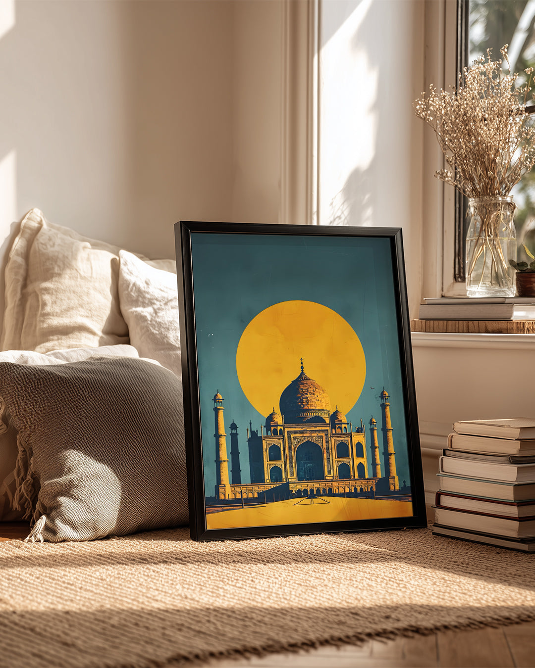 Tac Mahal Manzarası - Güneşle Aydınlanan İkonik Yapı Poster Tablosu