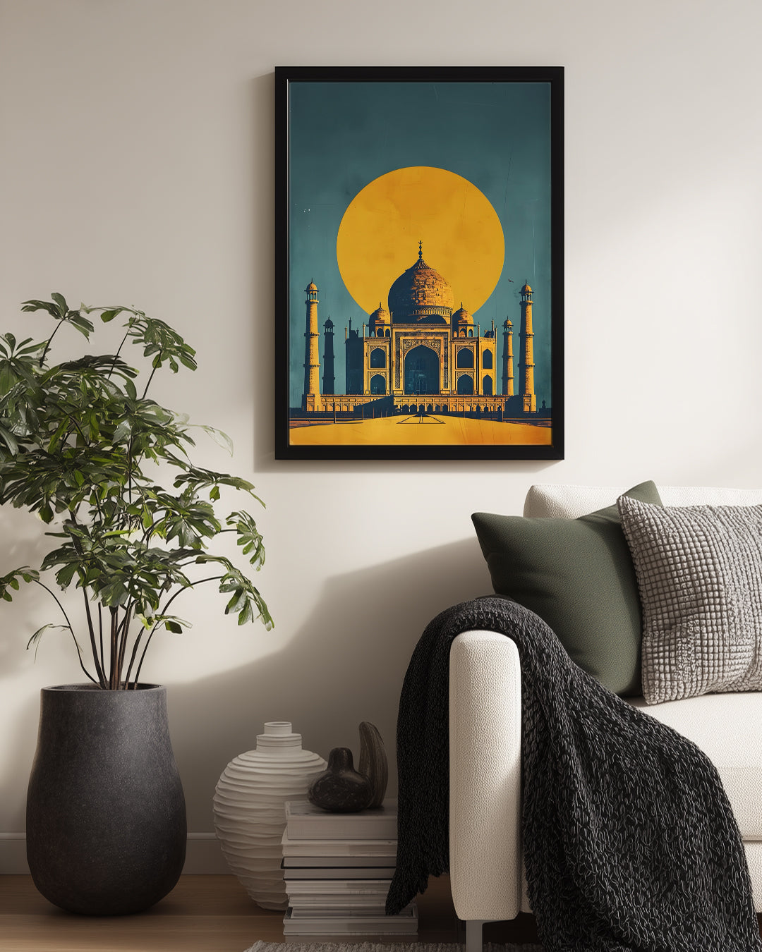 Tac Mahal Manzarası - Güneşle Aydınlanan İkonik Yapı Poster Tablosu
