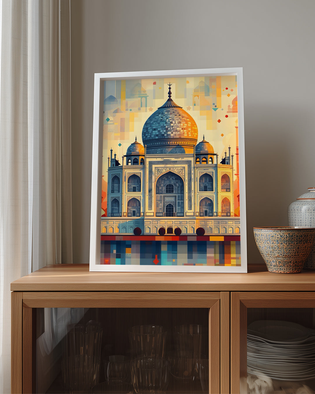 Tac Mahal Tasarımı - Renkli Geometrik Desenler Poster Tablosu