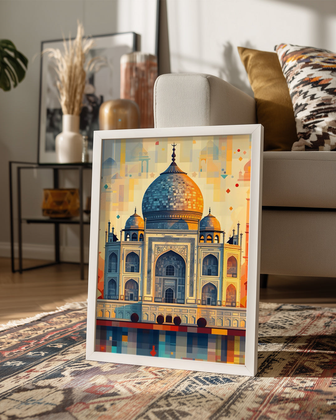 Tac Mahal Tasarımı - Renkli Geometrik Desenler Poster Tablosu