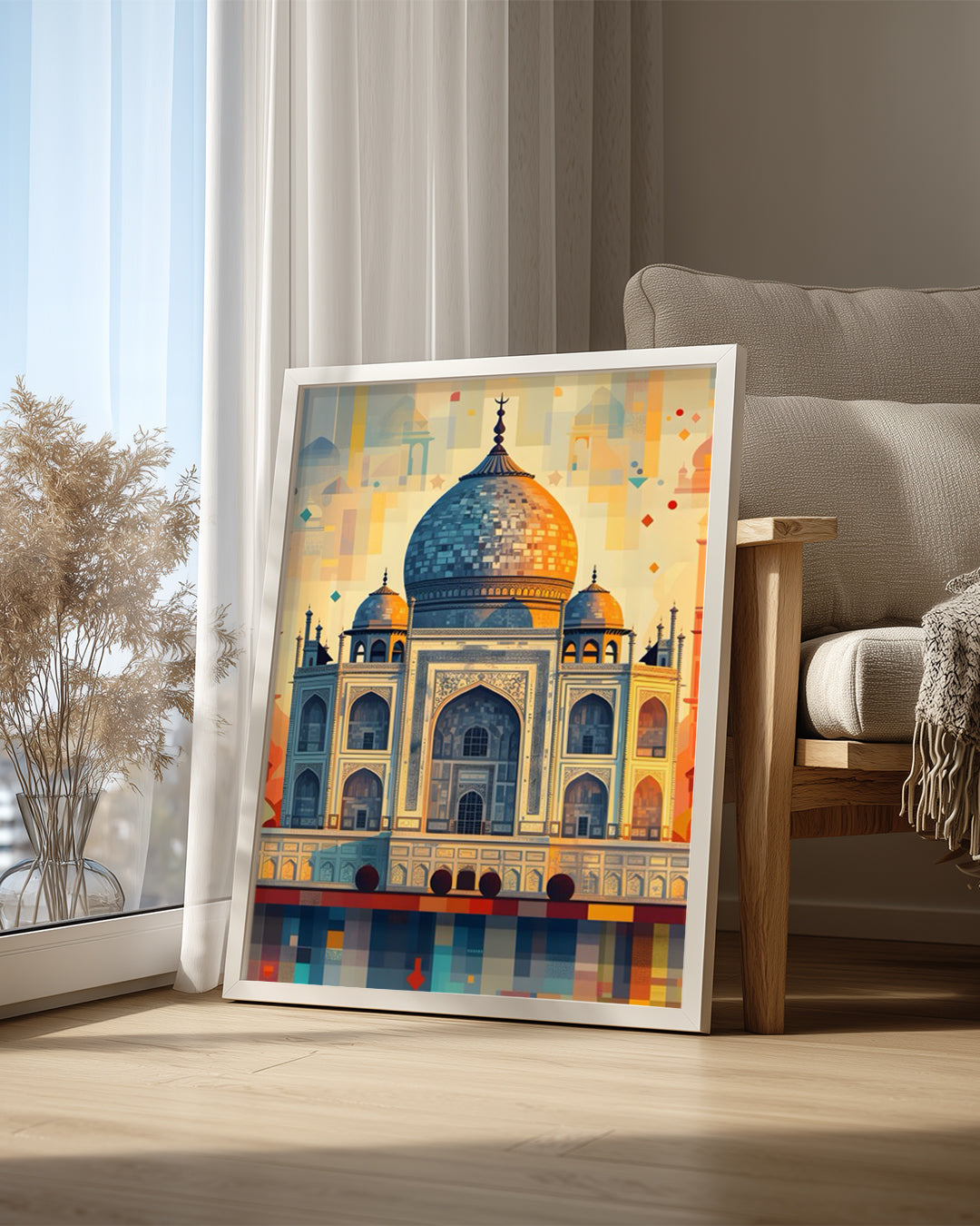 Tac Mahal Tasarımı - Renkli Geometrik Desenler Poster Tablosu
