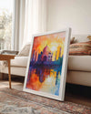 Taj Mahal Silüeti - Su Renklerinde Görkemli Gün Batımı Poster Tablosu