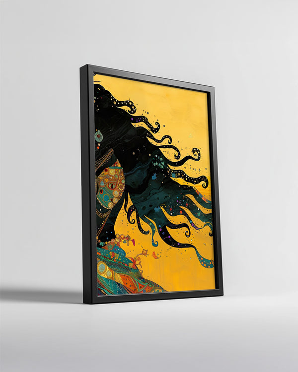 Tanrıça Silueti - Renkli Desenli Giysiyle Şık Tasarım Poster Tablosu